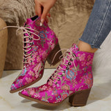 Women's Boots Winter New Ethnic Wind Sharp Rupeal Teling With Embroidered Martin