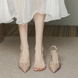 Zingj Heels Women's French Spring And Summer Shallow Wedding Shoes Large Size Fashion 2023 Nude Color Small Fragrance Style All Kinds Of Fine Heels