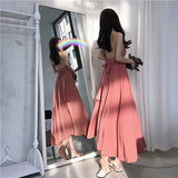 Summer Dress Sexy Spaghetti Strap Backless Back Belt Long Dress Retro Temperament Strapless Chiffon Dress Female