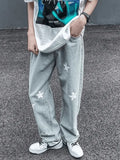 Men's Washed Star Graphic Loose Jeans- Outfit