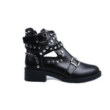 Zingj Designed For Fashionable Round Head Fashion Metal Rivet Belt Buckle Martin Boots Women's