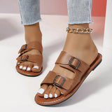 Zingj Size Clasp Flat-Soled Slippers Women's Open-Toed Retro Sandy Beach