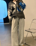 Deer Jacquard Hooded Knitting Zipper Cardigan- Outfit