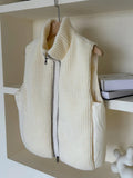 High-End White Duck Down Down Vest Female 2024 Autumn And Winter Thick Knit Stitching Warm Vest Vest Coat Tide-Outfit