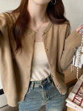 Zingj Autumn And Winter New Gray Knitted Cardigan With High-End Sweater Coat Thin Long-Sleeved Women's