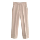 New Pinstripe Spliced Vest 1478531 Curly Rimmed Straight Trousers