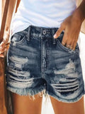 Festival Cowboy High Waist Tassel Ripped Denim Shorts Women's