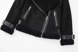 Faux Fur Double-sided Zipper Jacket-Outfit