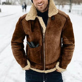 New Imitation Leather Velvet Men's Coat Winter Warm Fur Jacket Thick Collar