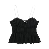 New Spring Style Small Bow Decorated With Texture Slim Halter Top
