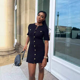 Women's Explosive Knitted Knitted Short-Sleeved Button-Knitted