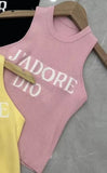 Summer Luxury Women Knitted Tops Ladies High Quality Embroidered T-shirts Spring New Vest Female Fashion Brand Letter