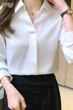 Women Blouses Elegant Shirts for Women Silk Fashion Vintage Womens Tops 2023 Spring New Solid Women Clothing Casual