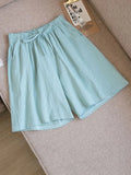 Women shorts Summer Casual Solid Cotton Linen shorts high waist loose shorts for girls Soft Cool female shorts