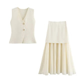 Summer Women's Wear New Gold Button Knitted Vest 8726 8727 Street