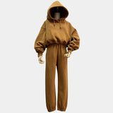 Suit Winter Spring Solid Casual Tracksuit Women Fleece 2 Pieces Set Sports Sweatshirts Pullover Sweatpants