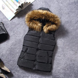 2023 Hooded Vest Women's Horse Clip Women Autumn And Winter Down Vest Women's Winter Vest Women's Down Cotton Vest-Outfit
