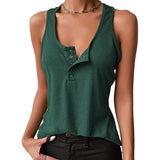 Hot Sale Solid Color Sexy Inside And Outside Wearing Threaded Vest Press Buckle Bottom Top T-Shirt Women's