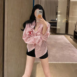Blouses for Women Fashion 2024 Regular Fit Women's Chiffon Button Down Shirt with Casual Striped Design for