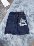 Shorts Y2K Pants Harajuku Hip-Hop Printed Baggy Denim Shorts Summer