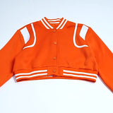 Long Sleeves Hit Color Short Button Baseball Suit Autumn New Fashionable All Kinds Of Spicy Girls Coat