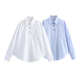 New Button-Down Clip Loose-Fitting Shirt