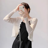 Knitted Cardigan Women's Thin Suspender Skirt With Air-Conditioning Blouse Summer Shawl Ice Silk Small Shoulder Fairy Gas