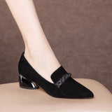 Zingj New 2024 Korean Edition Fashion Pointed Thick Heel Single Shoes Women Pedal Casual High Heel Women's