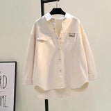 Map Water Wash Cotton Shirt Women 2025 Autumn And Winter New Korean Version Of The Loose Casual Shirt Jacket