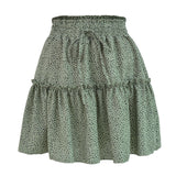 Summer Women's High Waist Chiffon Big Swing Short Skirt Printed Pleated Polka Dot Skirt Casual Short