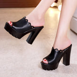 Summer Flip-Flops Super-High Heels Thick-Soled Muffins Waterproof Table Fish Mouth Large Size