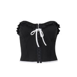 Zingj Spring New Fashion Sexy Hot Girl A Word Shoulder Temperament Wood Ear Short Money Inside The Vest