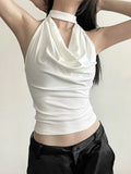 Color Simple Casual All-match Cool Confident Sexy Beautiful High Street Summer Travel Women's Thin Halter