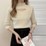 Zingj Turtleneck Sweater Female Qiu Dong New Style In The Sexy Chest Hollow Out Versatile Sweater Foreign Style Inside Build Bottom Unlined Upper