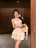 White Sling With Breast-Wear Vest Body Bm Half-Dress Skirt Set With Short Top Bottom Shirt
