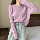 Zingj Waxy Languid Lazy Wind Round Collar Sweater Female Autumn Winter Design Feeling Small Minority Bottom Sweater Inside Build Foreign Style