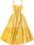 Style Printing Suspender Dress Women's Summer Hollowed-Out Fork Design Sense Of Minority Chic Super Fairy