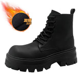 Zingj / Winter 2023 Thick Bottom Martin Boots Male Carbon Black Trend Plus Velvet Derby Shoes British Locomotive Short Boots