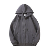 Solid Color Oversized Zip Up Loose HoodieOutfit