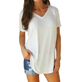 V-Neck Short-Sleeved T-Shirt Woman Loose Casual Tops for Women Black S-5Xl 9 Colors Tees Women's 2022