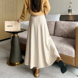 Zingj Beat Thickened Modal Knitted Skirt Women's Winter Korean Version Of High-Waisted A-Shaped Skirt Wool Pendulum