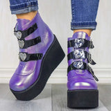2023 New Large-Size High-Heeled Muffin Martin Boots Belt Buckle Slope Heel Women's
