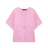 New Flat-Sleeve V-Neck Sports Knitwear Jacket