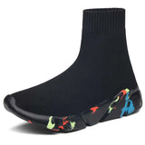 For Women Vulcanized Shoes Female Socks Shoes Trainers Women Slip-on Stretch Platform Shoes Black Sneaker