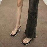 Slippers Women 2025 New Summer Wearing Fairy Style Transparent Crystal And Waterproof Table Coarse And Cold