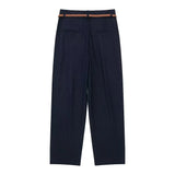 New Braided Ribbon Decorative Blended Straight Leg Pants