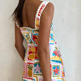 Women's Dress 2025 Fashion Personality Graffiti Sling With Breasts Temperament Dress Dress