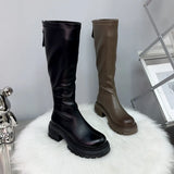 Zingj Boots Fall 2023 High Tube Knight Boots Platform Increased Women's Boots Back Zipper Skinny Boots Women's Leather