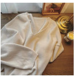 Zingj Autumn And Winter New Large Version Of Korean V-Collar Solid Color Lazy Breeze Loose Sweater