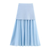 Women's 2025 Summer New V-Neck Gold Button Knitted Vest + Folding Skirt